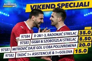 AdmiralBet specijal - Srbija na "Puškaš areni", kvote od 8,50 do 35!
